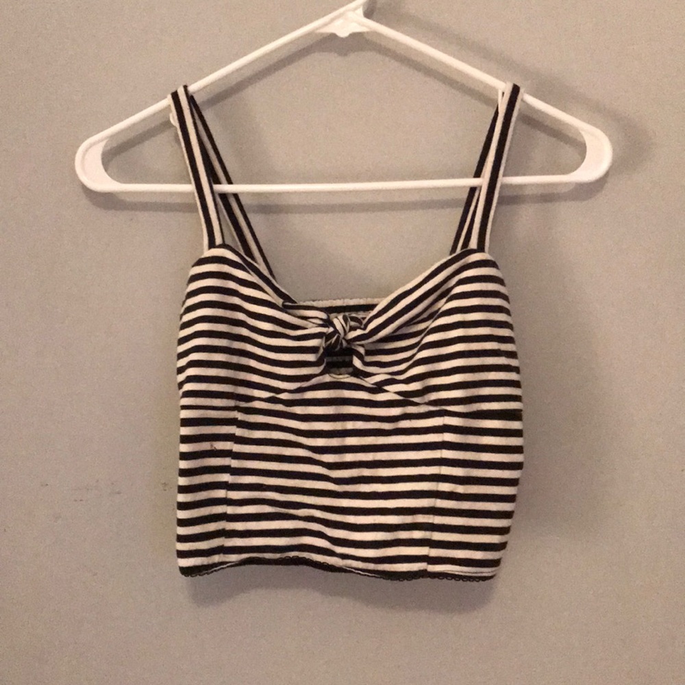 Black and white striped crop top